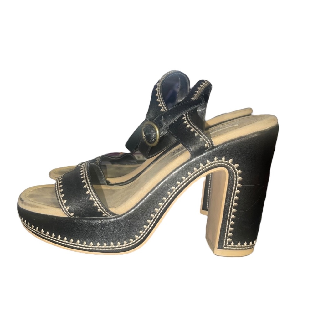 Skechers Womens Dark Brown and Tan Leather Platform Heels‎ Size 6